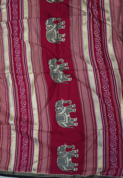 Dola Saree-Off White with Contrast Elephant Border