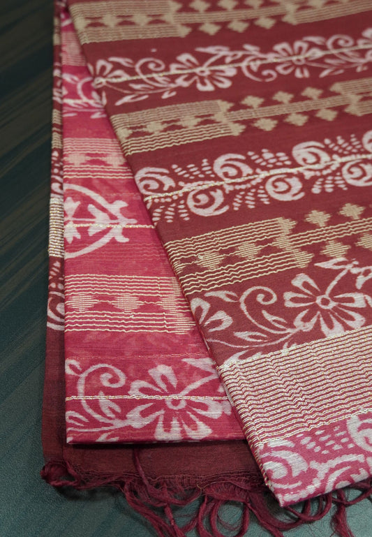 Bhagalpur Tussar Saree - Dark Pink