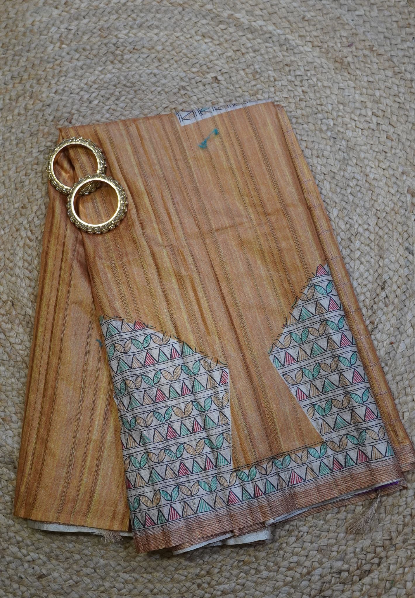 Jute Tussar Saree-Mustard