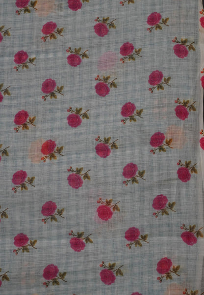 Linen Saree - Checks Light Green