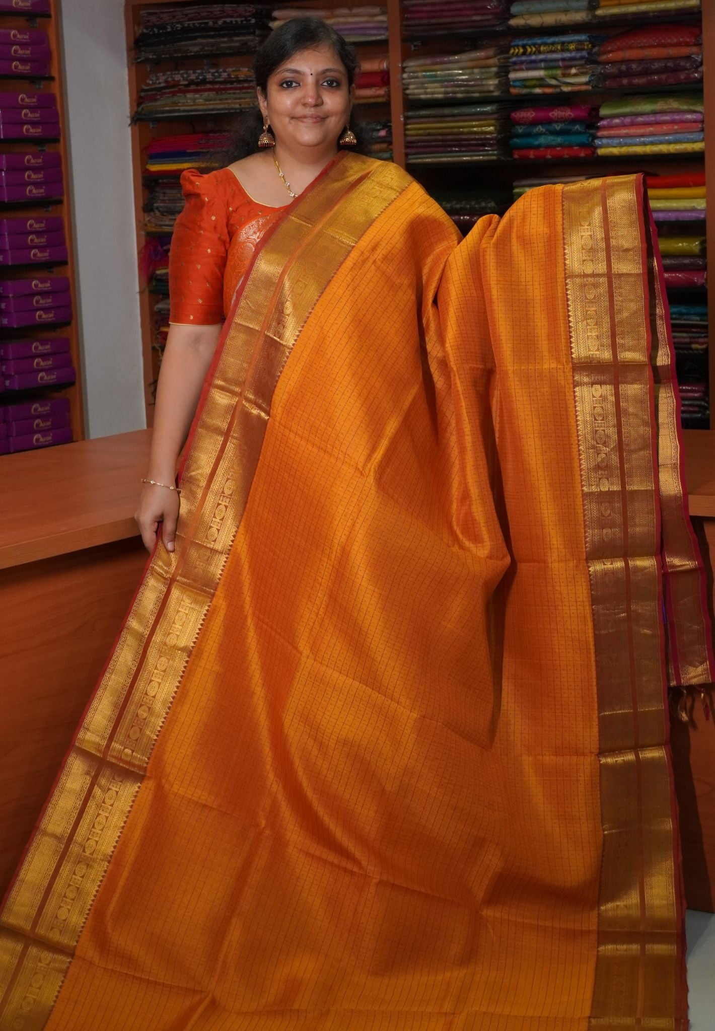 Silk Cotton Saree-Dark Mustard