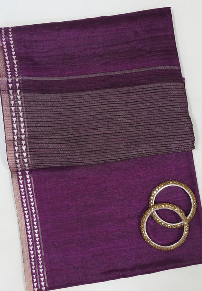 Mulberry Silk Saree- Mini Tower Border Wine