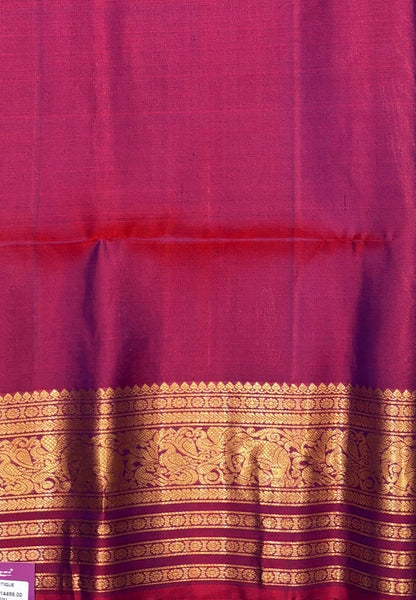 Pure Kanchipuram Silk Saree-Pastel Pink in Grand Floral Annam Zari Border