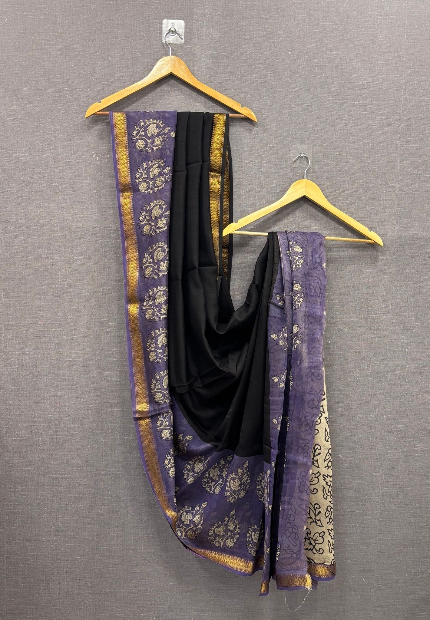 Pure Maheshwari Silk Cotton Saree-Black
