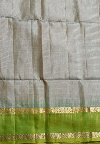 Pure Soft Silk Saree-Pastle Green with Muthu Kattam and Parrot Green Rettapet Border