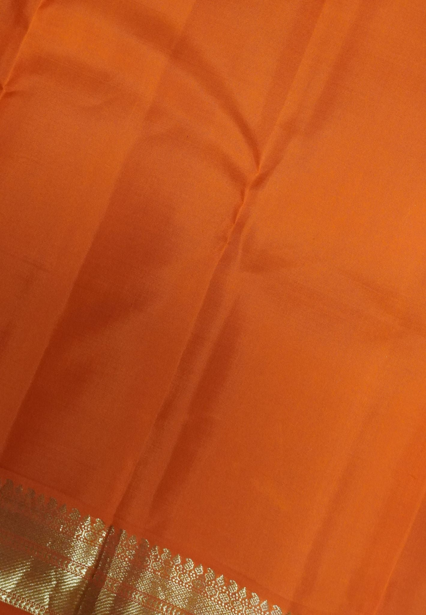 Pure Korvai Kanchipuram Silk Saree-Bottle green - Orange with peacock butta