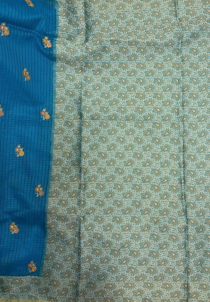 Kota Saree-Sky Blue In Manga Paisley Border