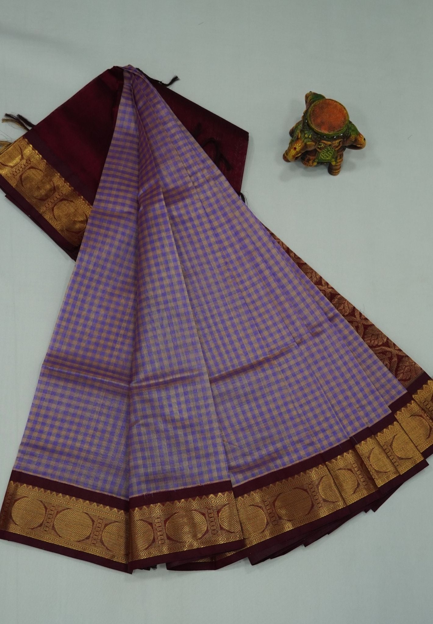 Pure Silk Cotton Saree- Palum Pazhamum Small Checks