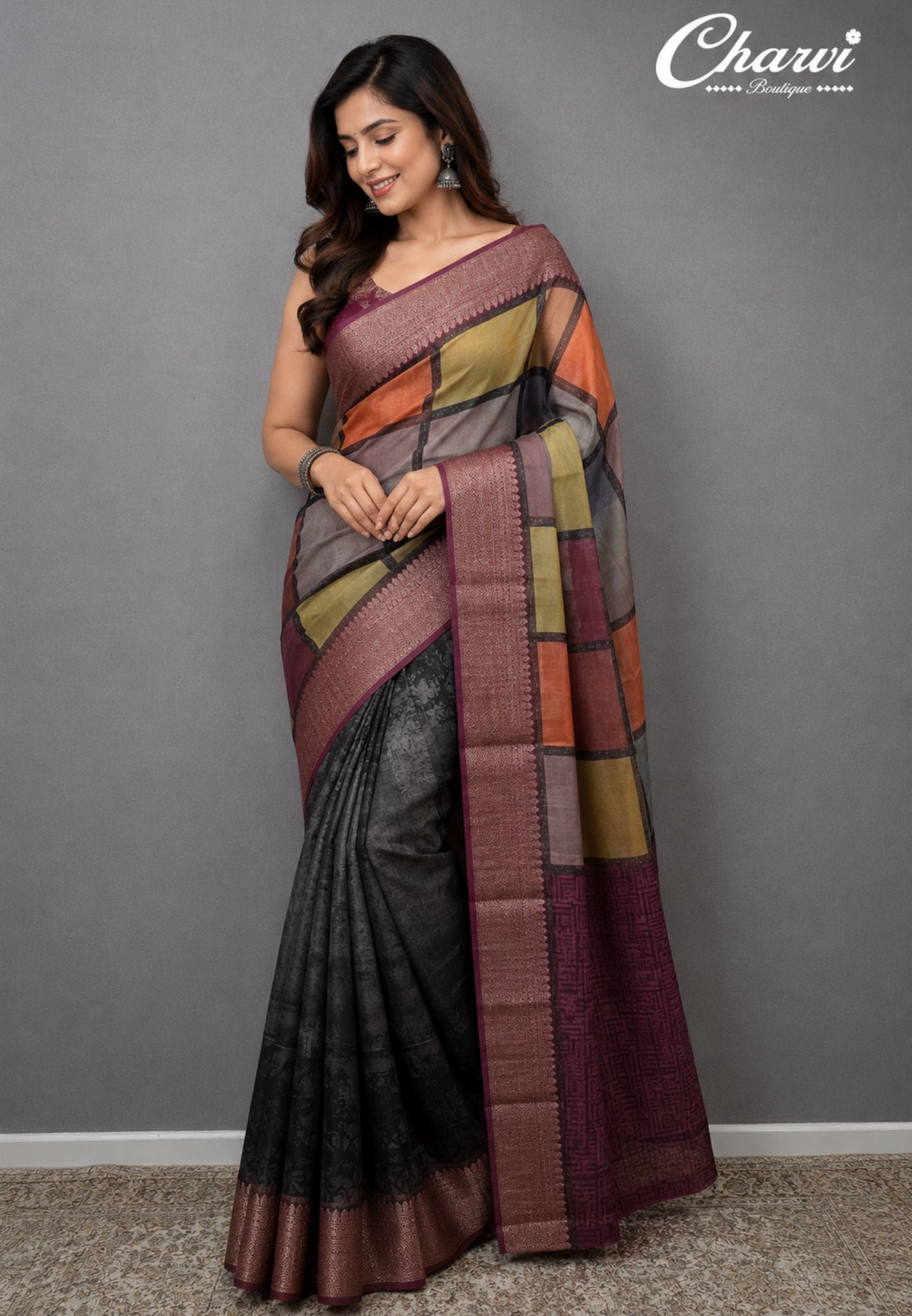 Chanderi Saree-Wine