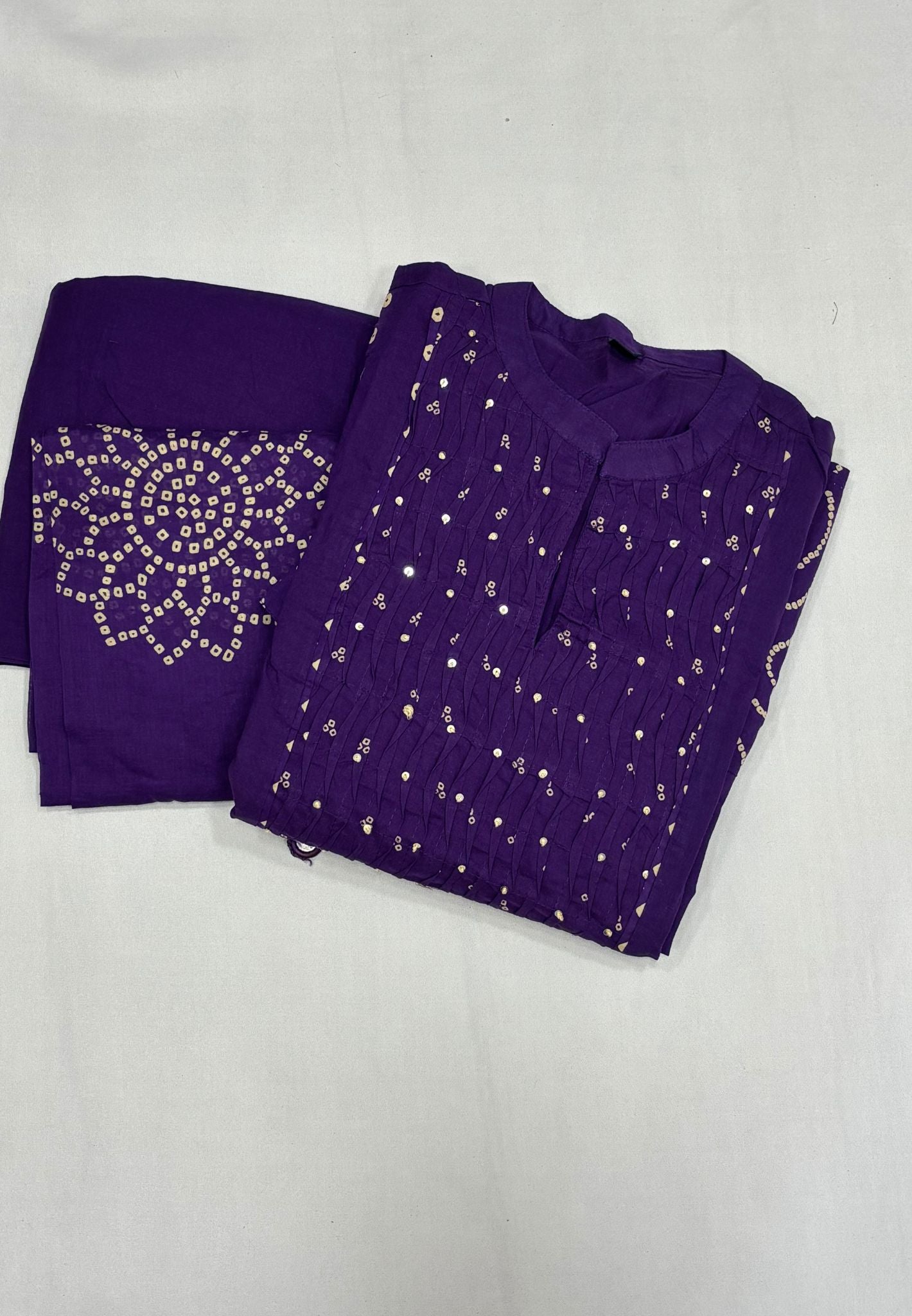 3Pcs Salwar Suit-Small Bandhini Print with Sequence Work