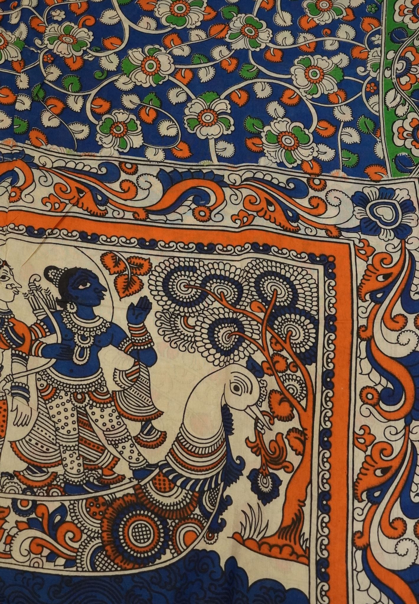Kalamkari Cotton Saree - Blue