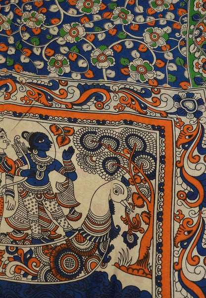 Kalamkari Cotton Saree - Blue