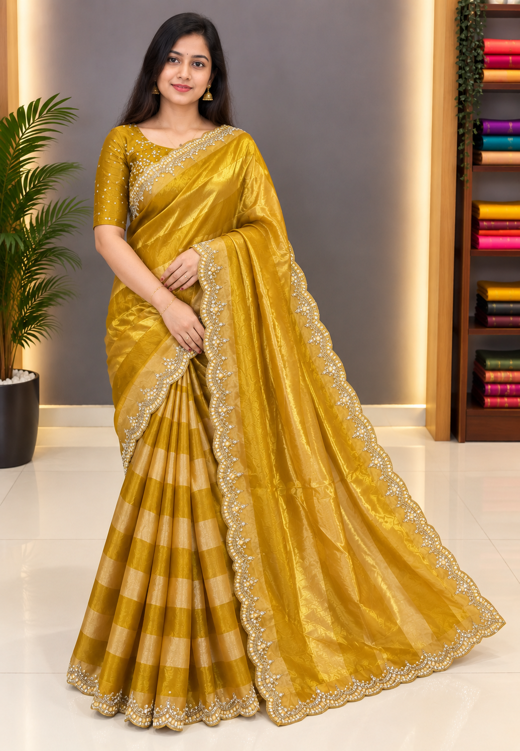 Designer Saree-Golden Mustard