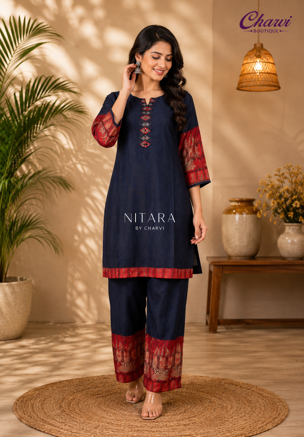 Short Cord Set with Mirror Work