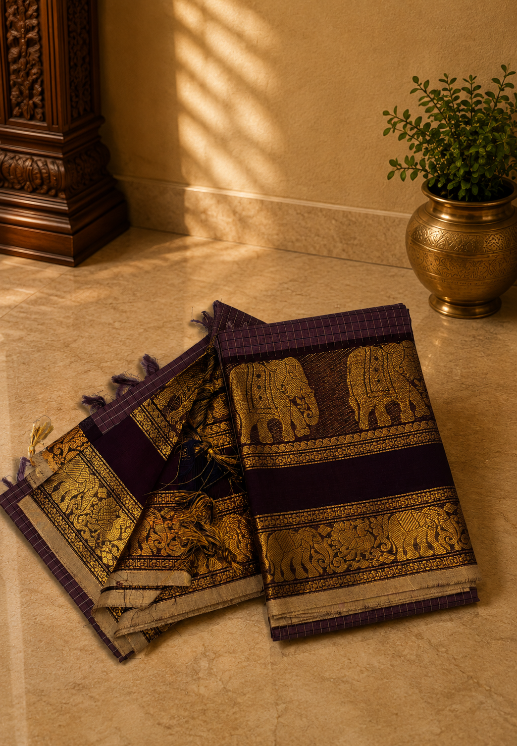 Chettinadu Cotton 2Pc Salwar Material-Dusky Purple