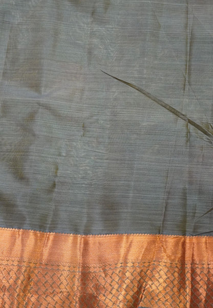 Tanjore Silk Saree-Green Floral Pattern