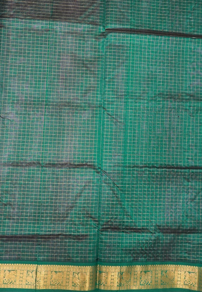 Pure Silk Cotton Saree-Magenta in Mini Checks with Contrast Border