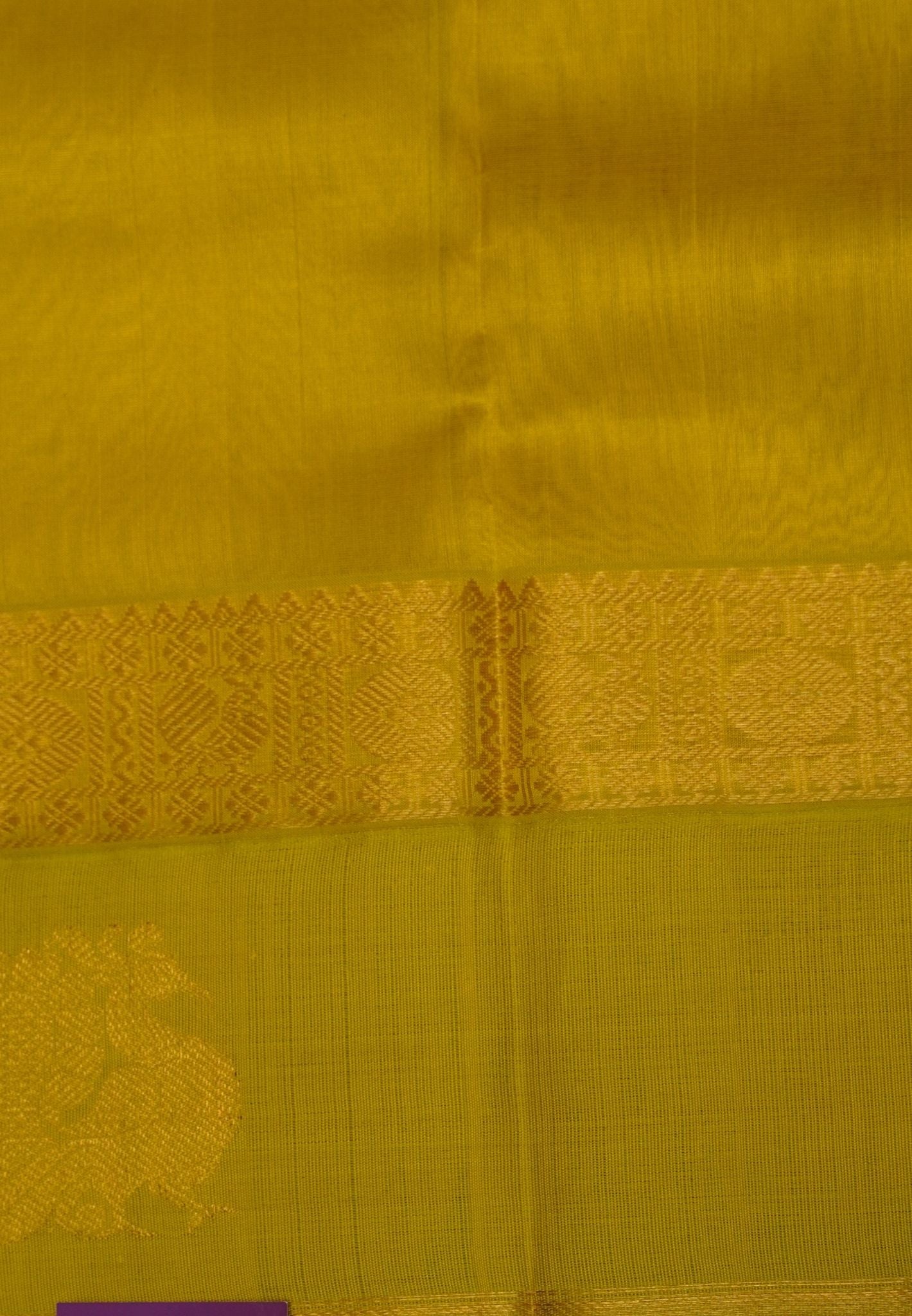 Pure Silk Cotton Saree-Sandal with Lime Yellow in Traditional Annapakshi Border