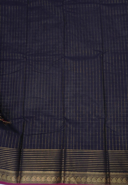 Chettinadu Cotton Saree-Navy Blue with Big Border