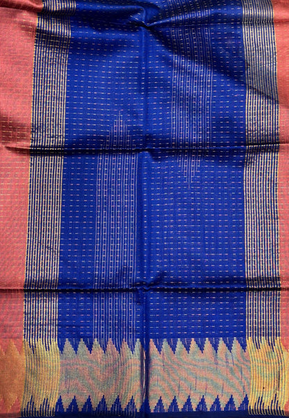 Semi Raw Silk Saree-Pastel Pink In Zigzag Zari With Contrast Border