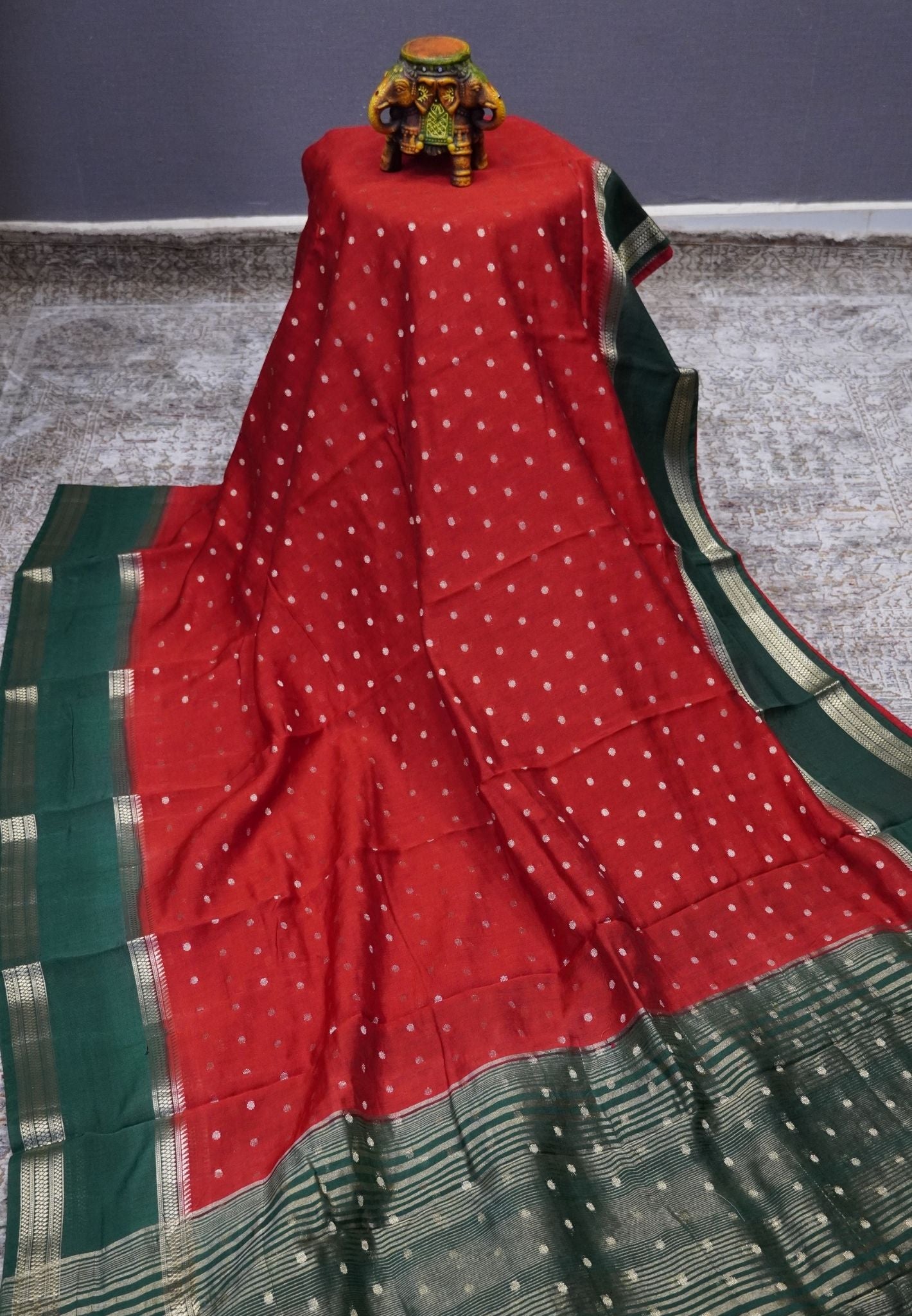 Viscose Saree – Red with Rich Contrast Border