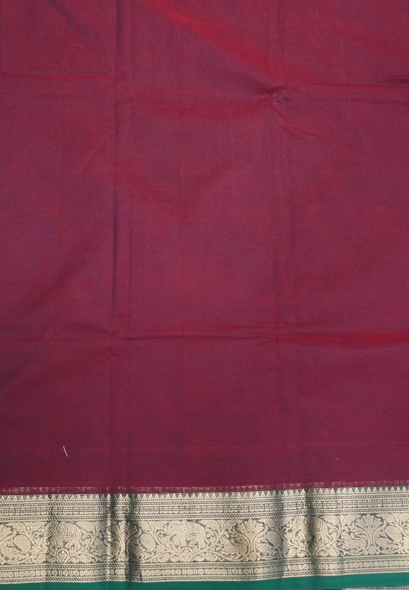 Chettinadu Cotton Saree-Maroon with Contrast Gaja Border