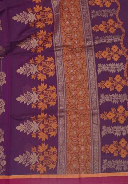 Cotton Saree-Wine in Thread Work