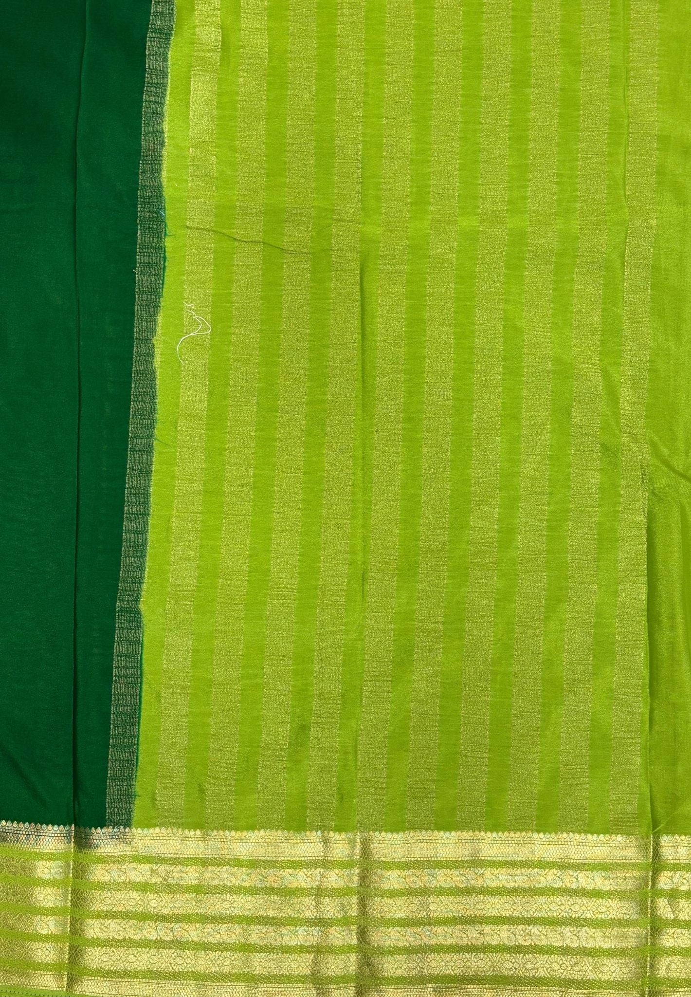 Mysore Crepe Silk Saree-Green With Contrast Border