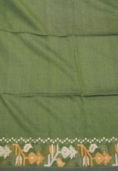 Handloom Cotton Saree- Sage Green Kalash Jamdhani Border