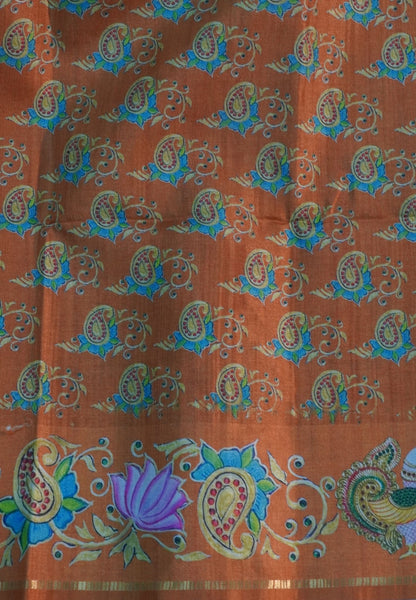 Premium Tussar Saree-Purple with Contrast Mayil Border