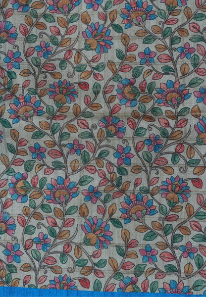 Semi Tussar Saree-Blue