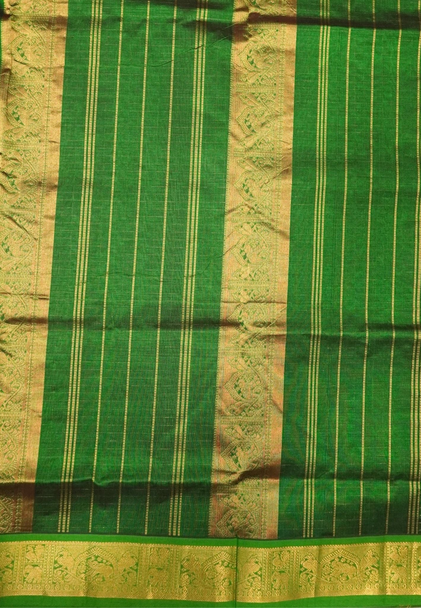 Pure Silk Cotton Saree-Coffee Brown in Mini Checks with Contrast Border