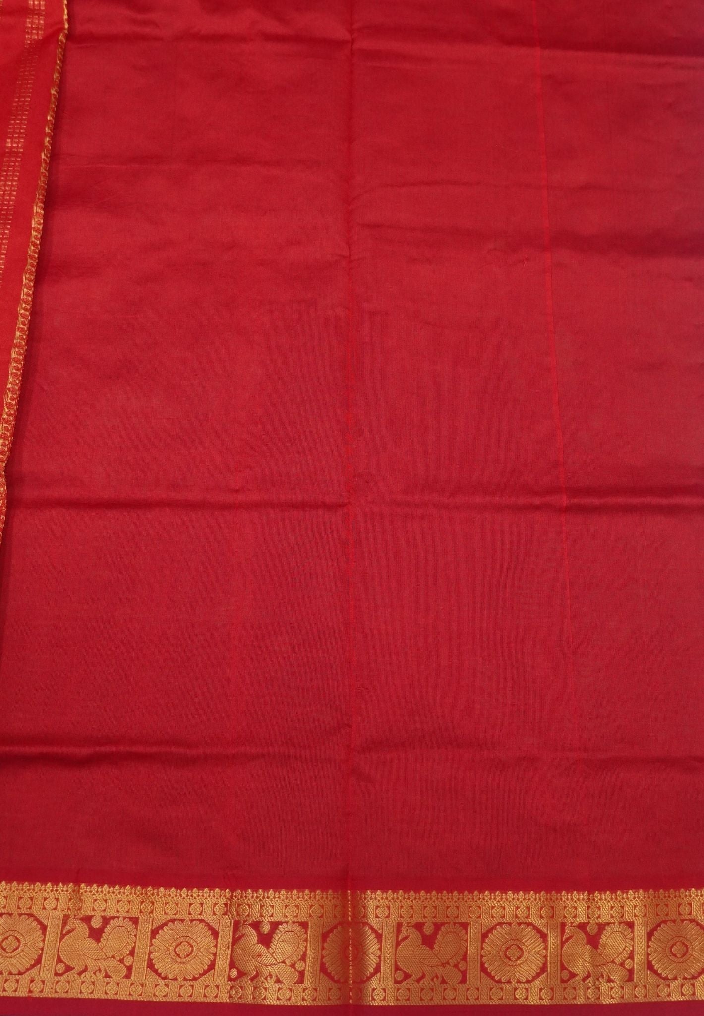 Pure Silk Cotton Saree-Green-Red Annapakshi