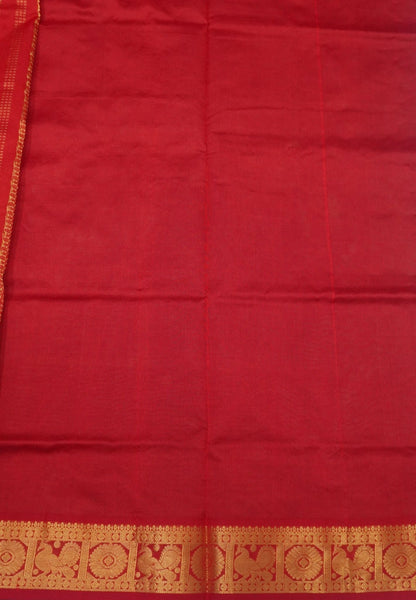 Pure Silk Cotton Saree-Green-Red Annapakshi