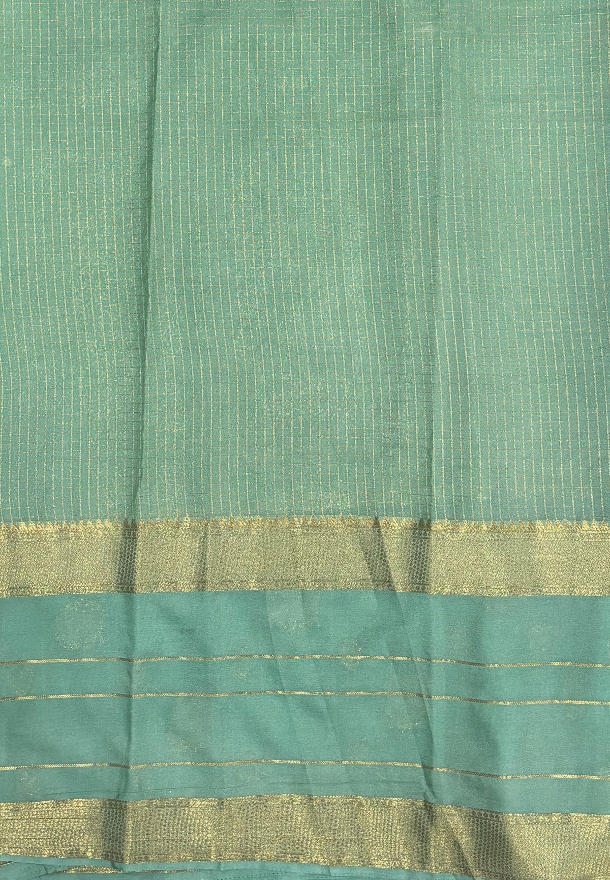 Art Mysore Silk Saree-Violet in Checkered Pattern with Contrast Border