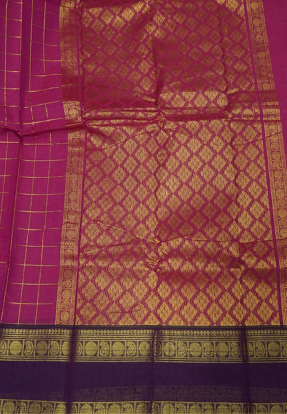 Chettinadu Cotton Saree-Rani Pink with Retapet Border