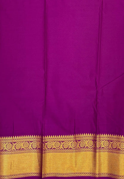 Budget Kanchipuram Saree-Sandal In Floral Zari Panel With Contrast Border