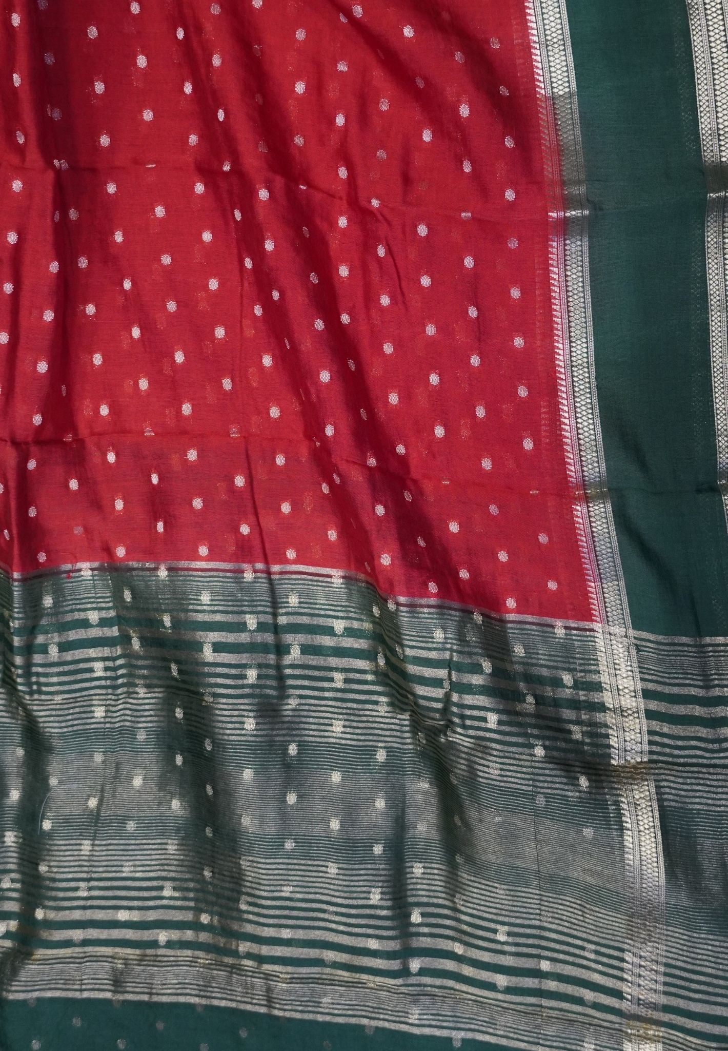 Viscose Saree – Red with Rich Contrast Border