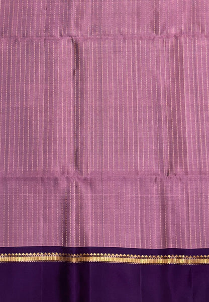 Pure Kanchipuram Silk Saree-Dusky Lavender in Floral Butta Zari Border