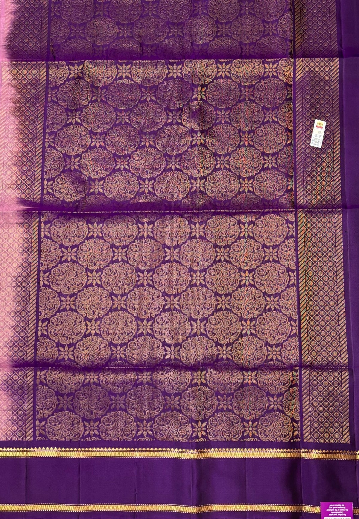Pure Kanchipuram Silk Saree-Dusky Lavender in Floral Butta Zari Border