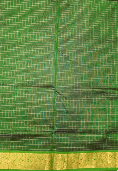 Pure Silk Cotton Saree-Coffee Brown in Mini Checks with Contrast Border