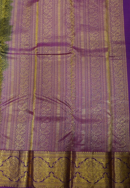 Pure Kanchipuram Silk Saree-Navy Blue-Magenta