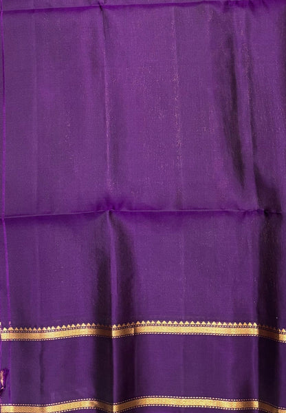 Pure Kanchipuram Silk Saree-Dusky Lavender in Floral Butta Zari Border