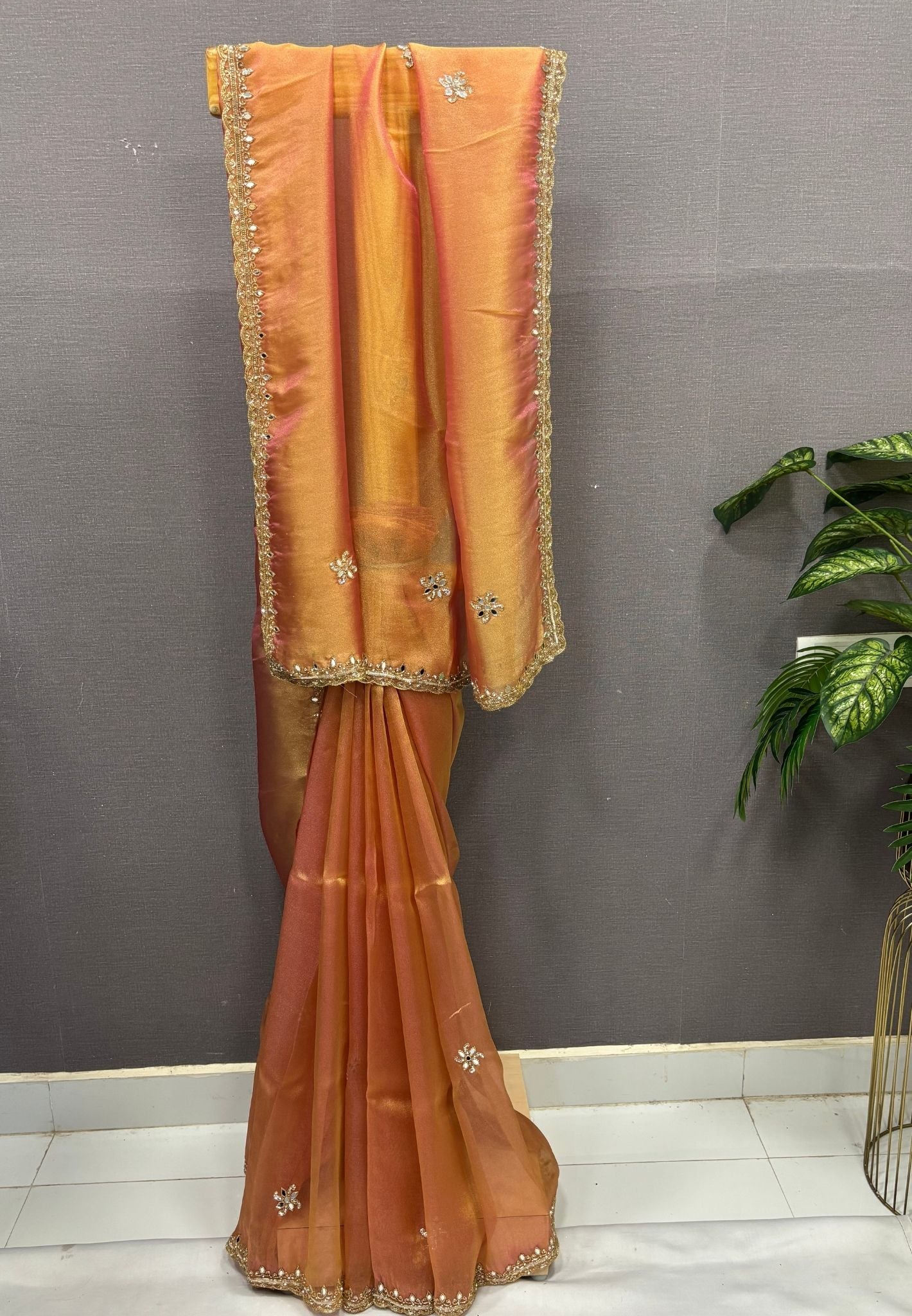 Designer Saree-Orange