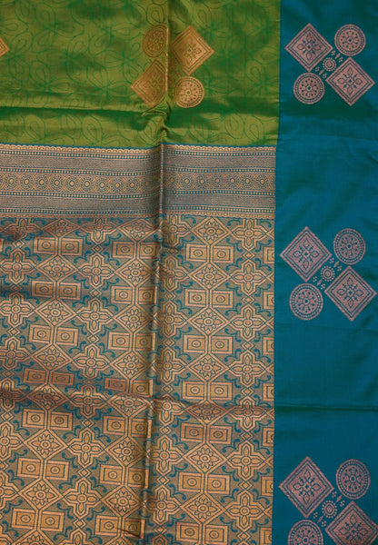 Semi Silk Saree-Grass Green