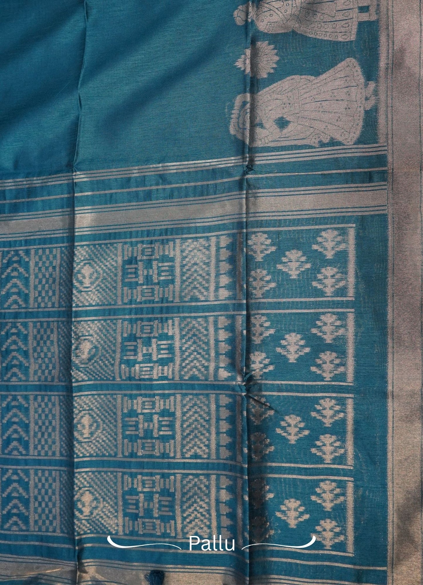 Semi Raw Silk Saree - Peacock Blue with Doll Zari
