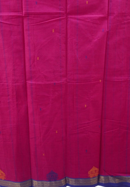 Chettinad Cotton Saree–Rani Pink With Ther Border
