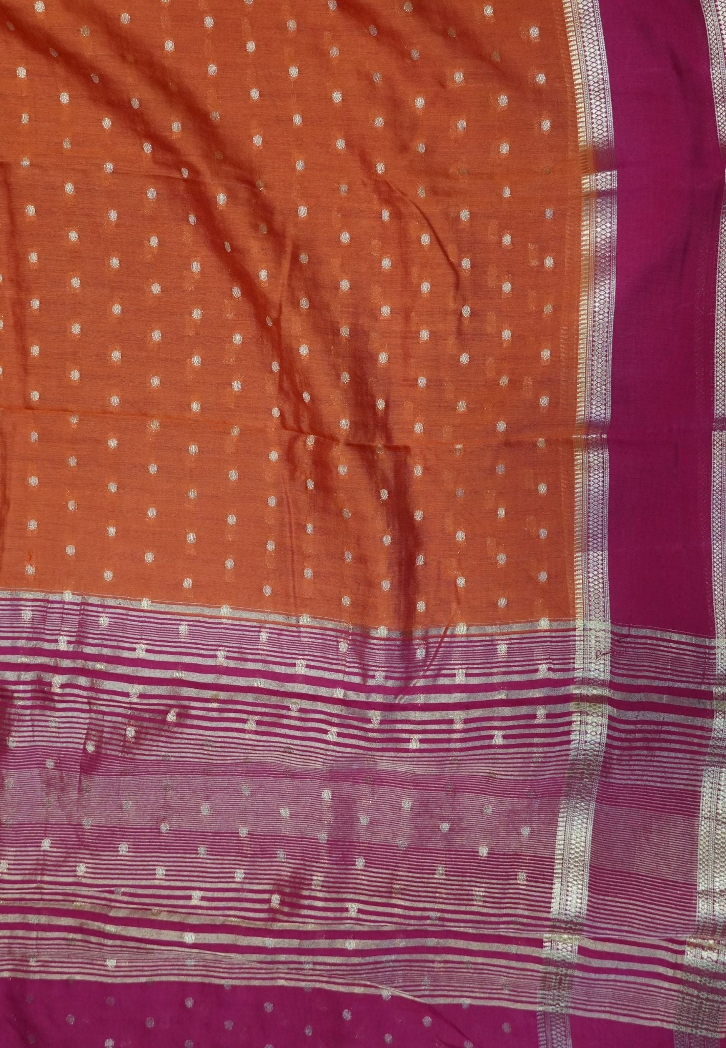 Viscose Saree –Dark Orange with Rich Contrast Border