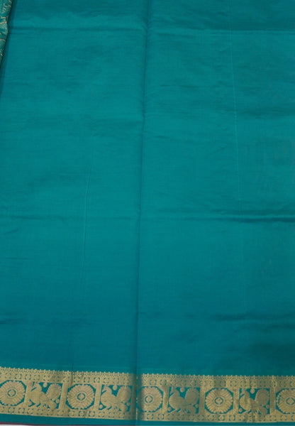 Pure Silk Cotton Saree-Maroon-Peacock Green