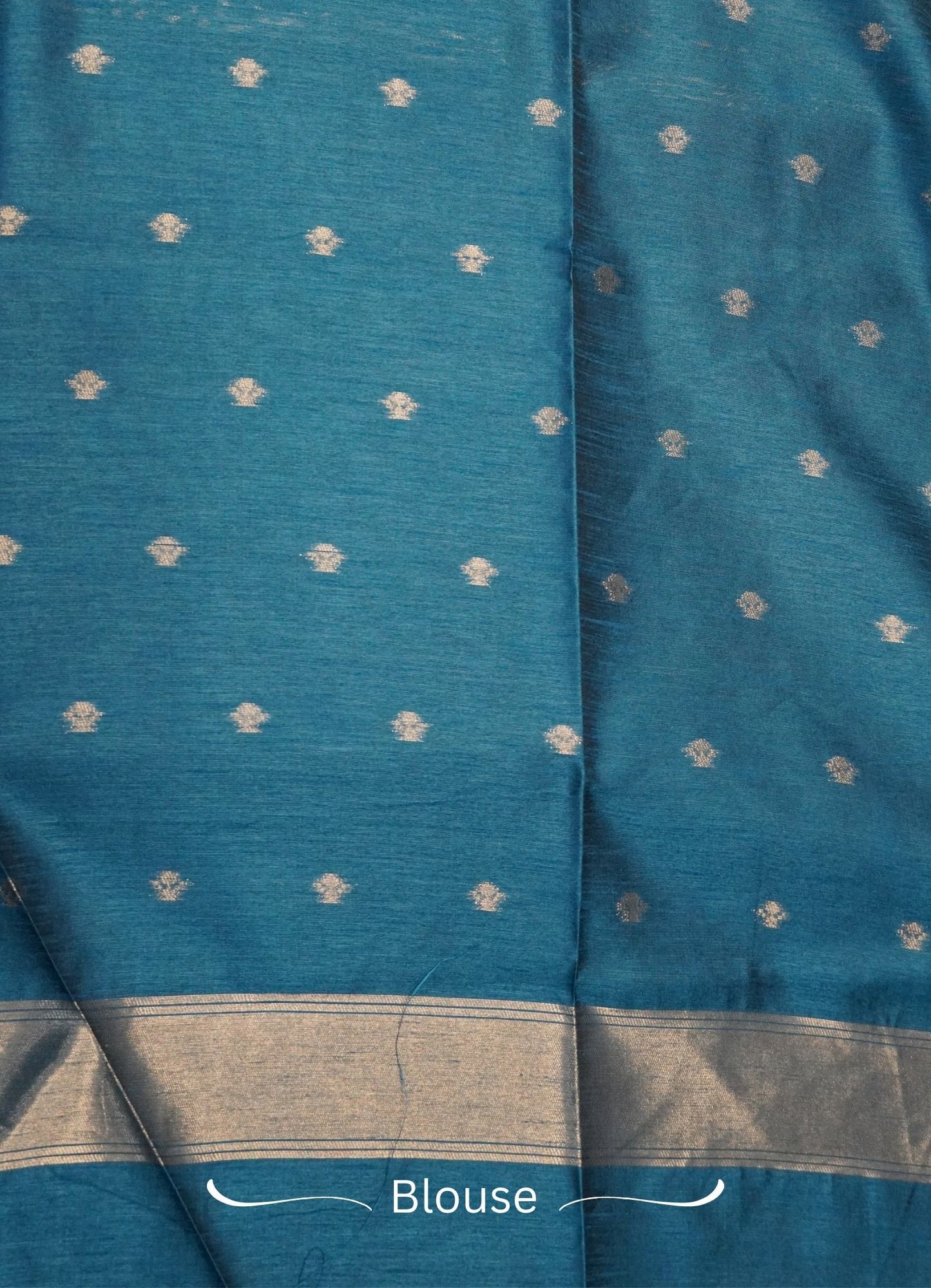 Semi Raw Silk Saree - Peacock Blue with Doll Zari